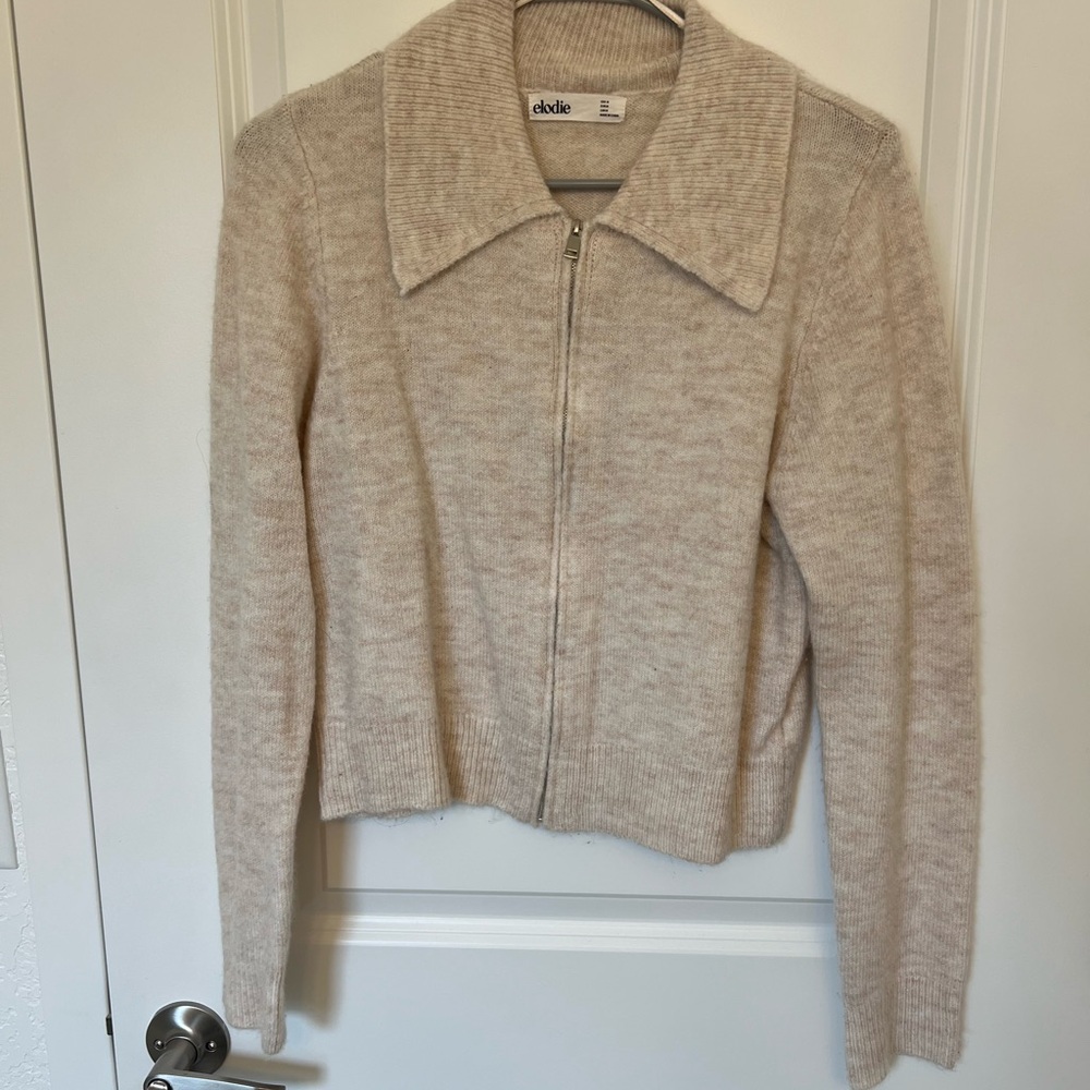 Elodie Cream Knit Zip Sweater